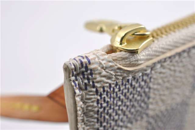Authentic Louis Vuitton Damier Azur Neverfull Pouch Purse Clutch LV 6491F