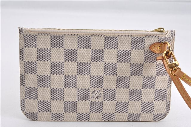 Authentic Louis Vuitton Damier Azur Neverfull Pouch Purse Clutch LV 6492F