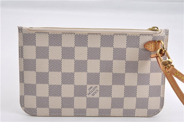 Authentic Louis Vuitton Damier Azur Neverfull Pouch Purse Clutch LV 6492F