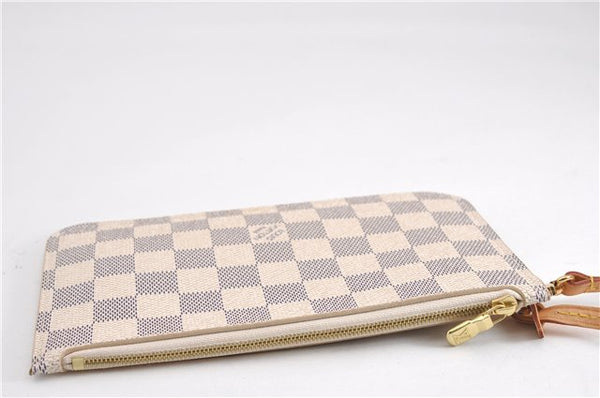 Authentic Louis Vuitton Damier Azur Neverfull Pouch Purse Clutch LV 6492F