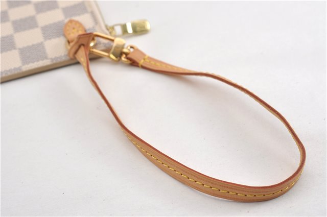 Authentic Louis Vuitton Damier Azur Neverfull Pouch Purse Clutch LV 6492F