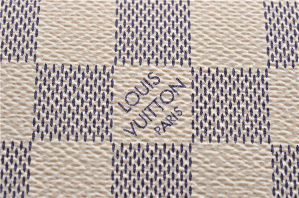 Authentic Louis Vuitton Damier Azur Neverfull Pouch Purse Clutch LV 6492F