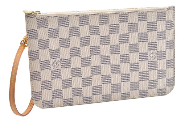 Authentic Louis Vuitton Damier Azur Neverfull Pouch Purse Clutch LV 6493F