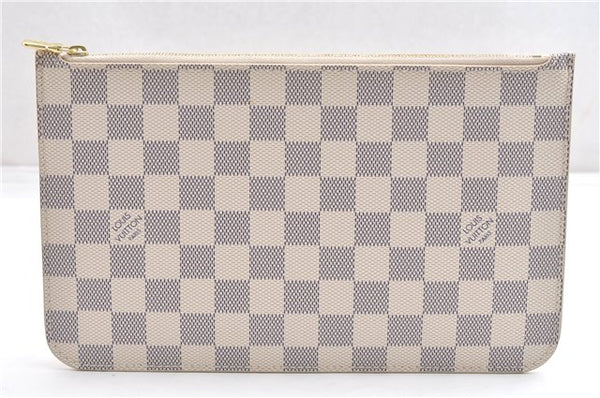 Authentic Louis Vuitton Damier Azur Neverfull Pouch Purse Clutch LV 6493F
