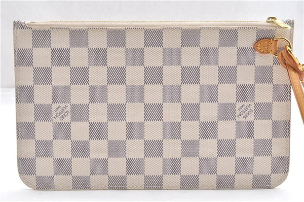 Authentic Louis Vuitton Damier Azur Neverfull Pouch Purse Clutch LV 6493F