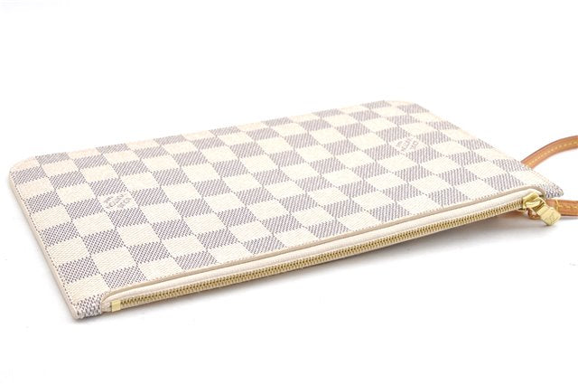 Authentic Louis Vuitton Damier Azur Neverfull Pouch Purse Clutch LV 6493F