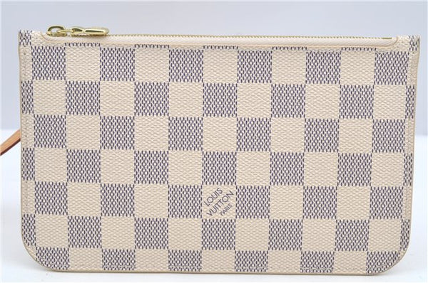 Authentic Louis Vuitton Damier Azur Neverfull Pouch Purse Clutch LV 6495F