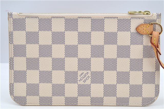 Authentic Louis Vuitton Damier Azur Neverfull Pouch Purse Clutch LV 6495F