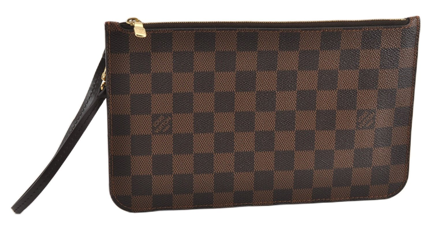 Authentic Louis Vuitton Damier Neverfull Pouch Purse Clutch Bag LV 6502F