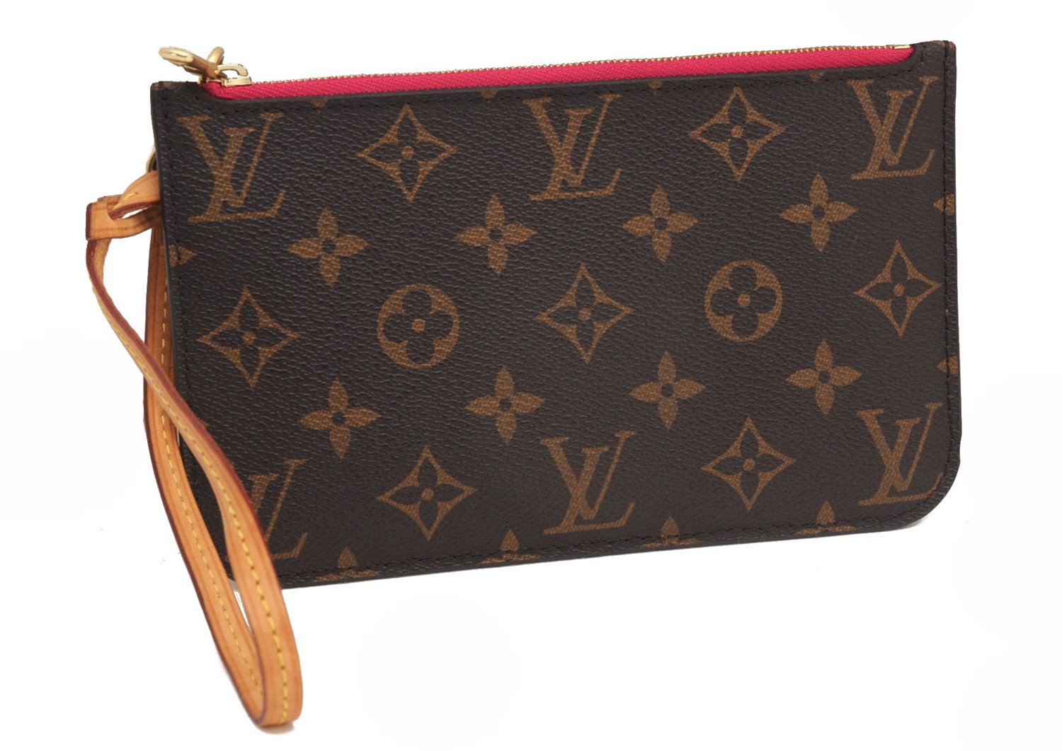 Authentic Louis Vuitton Monogram Neverfull Pouch Purse Clutch Bag Pink LV 6541F