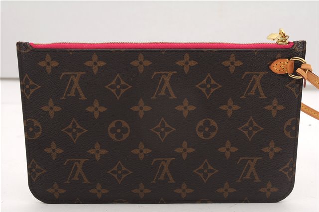 Authentic Louis Vuitton Monogram Neverfull Pouch Purse Clutch Bag Pink LV 6542F