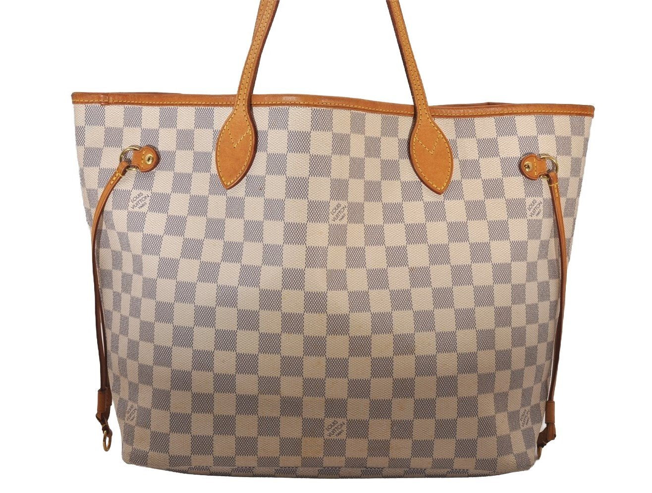 Authentic Louis Vuitton Damier Azur Neverfull MM Tote Bag N51107 LV 6542I