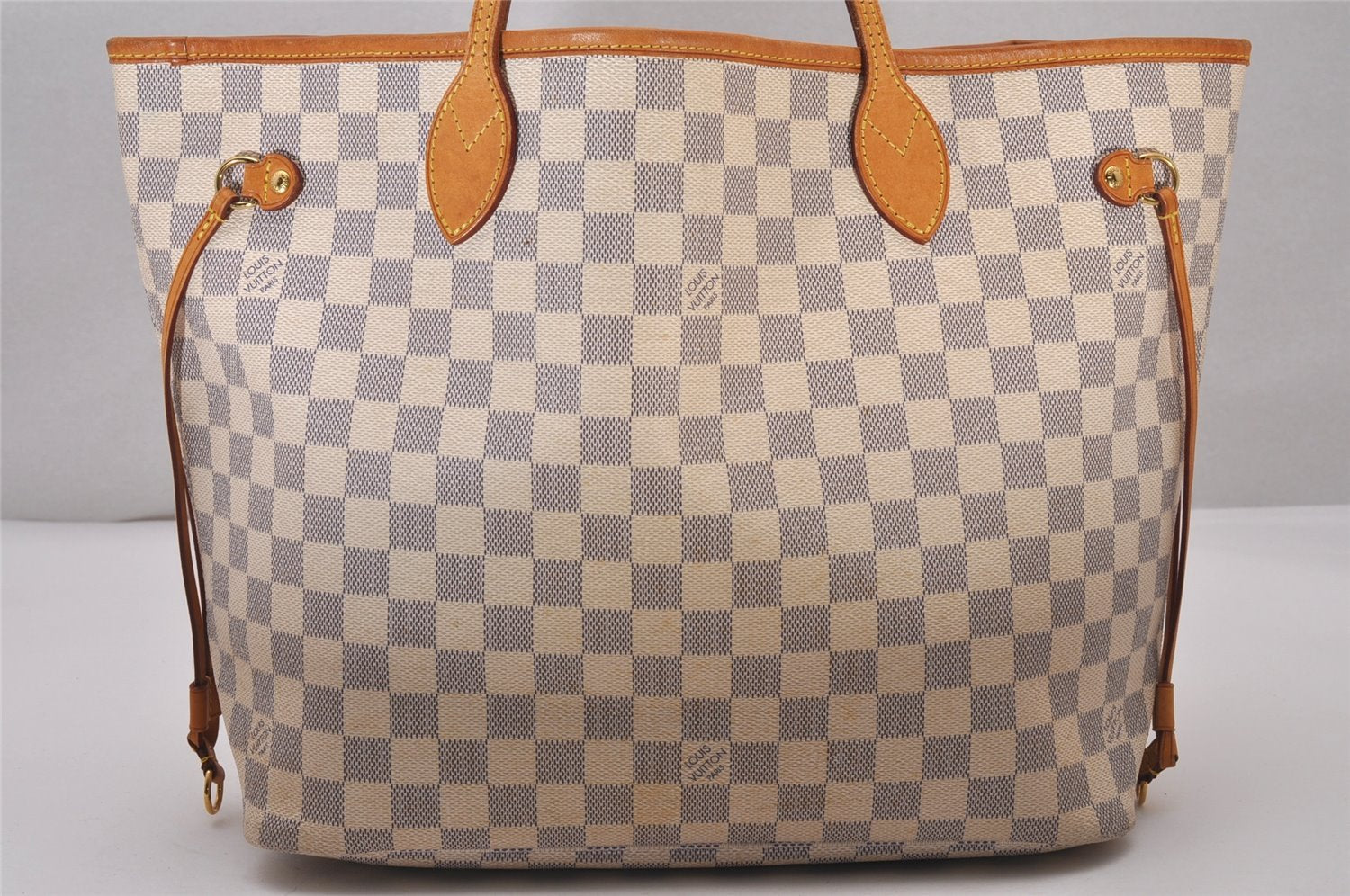 Authentic Louis Vuitton Damier Azur Neverfull MM Tote Bag N51107 LV 6542I