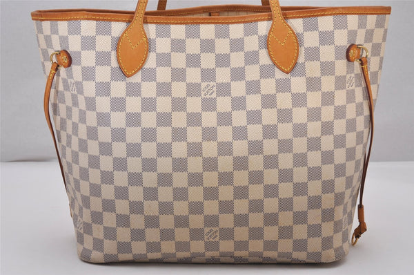 Authentic Louis Vuitton Damier Azur Neverfull MM Tote Bag N51107 LV 6542I