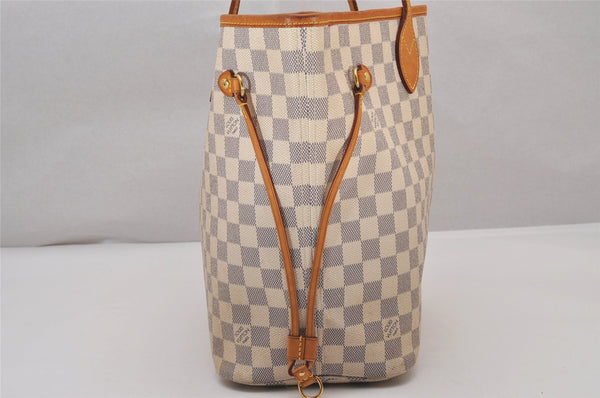 Authentic Louis Vuitton Damier Azur Neverfull MM Tote Bag N51107 LV 6542I