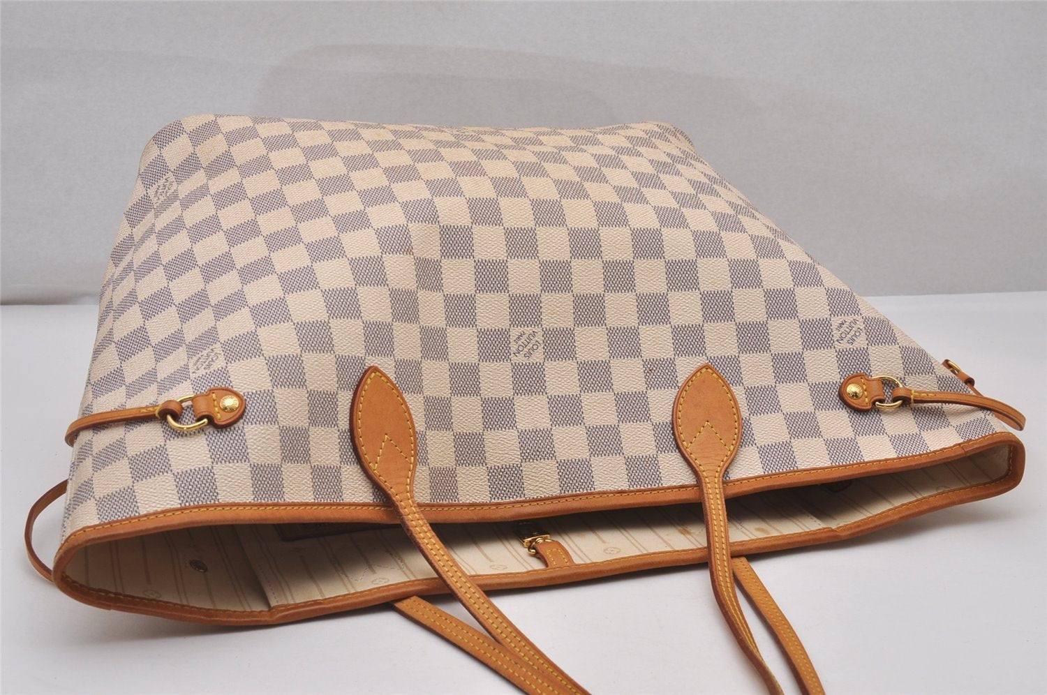 Authentic Louis Vuitton Damier Azur Neverfull MM Tote Bag N51107 LV 6542I