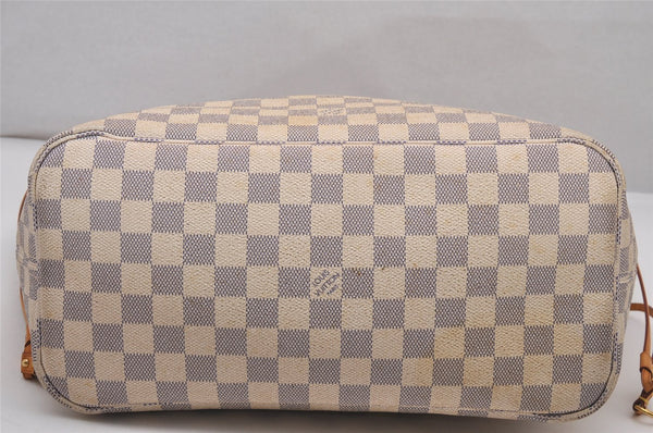 Authentic Louis Vuitton Damier Azur Neverfull MM Tote Bag N51107 LV 6542I