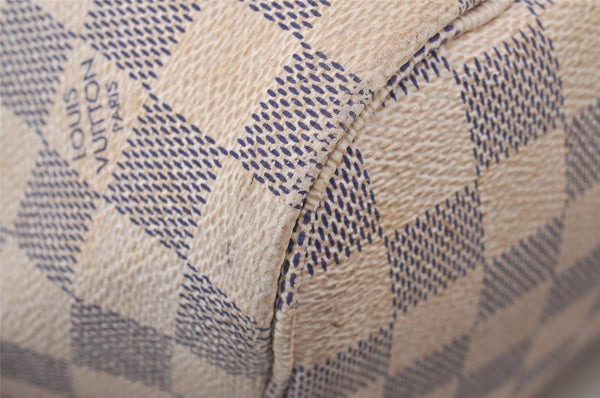 Authentic Louis Vuitton Damier Azur Neverfull MM Tote Bag N51107 LV 6542I