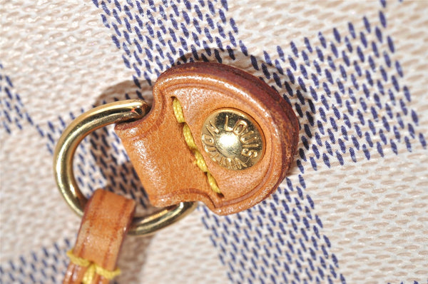 Authentic Louis Vuitton Damier Azur Neverfull MM Tote Bag N51107 LV 6542I