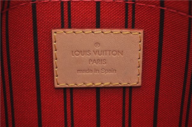 Authentic Louis Vuitton Monogram Neverfull Pouch Purse Clutch Bag Red LV 6547F