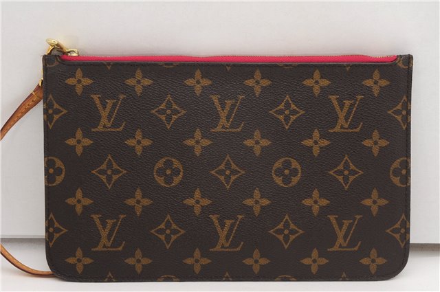 Authentic Louis Vuitton Monogram Neverfull Pouch Purse Clutch Bag Pink LV 6550F