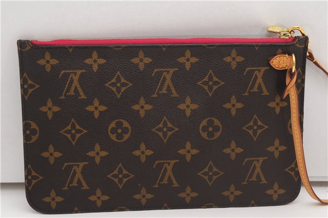 Authentic Louis Vuitton Monogram Neverfull Pouch Purse Clutch Bag Pink LV 6550F