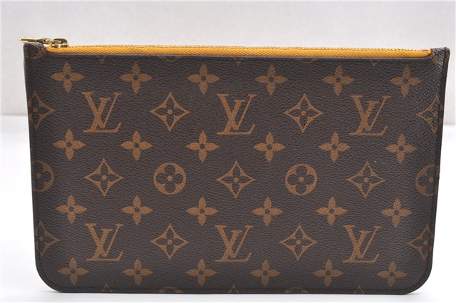 Authentic Louis Vuitton Monogram Neverfull Pouch Purse Clutch Bag Yellow 6552F