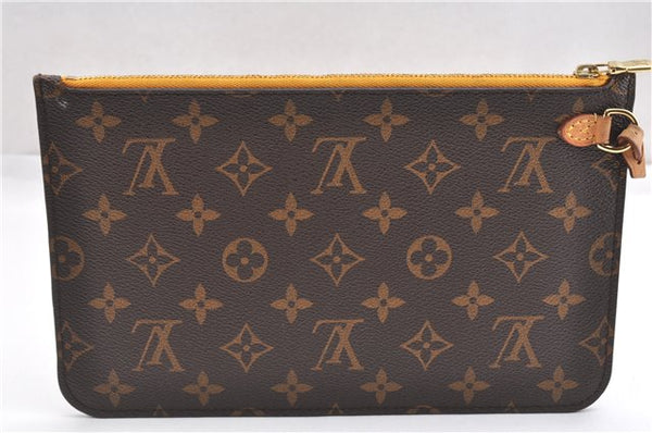 Authentic Louis Vuitton Monogram Neverfull Pouch Purse Clutch Bag Yellow 6552F