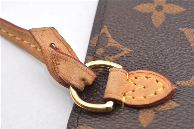 Authentic Louis Vuitton Monogram Neverfull Pouch Purse Clutch Bag Yellow 6552F