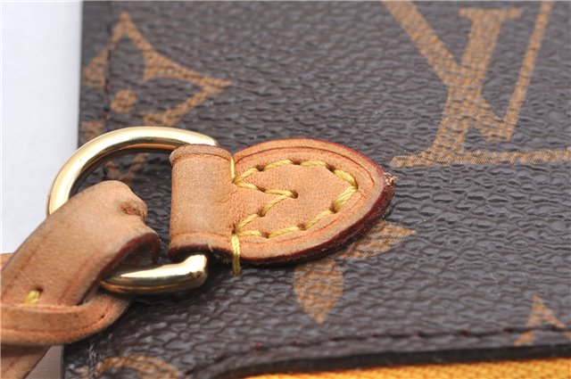 Authentic Louis Vuitton Monogram Neverfull Pouch Purse Clutch Bag Yellow 6552F