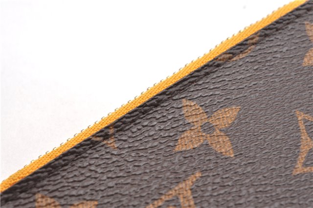 Authentic Louis Vuitton Monogram Neverfull Pouch Purse Clutch Bag Yellow 6552F