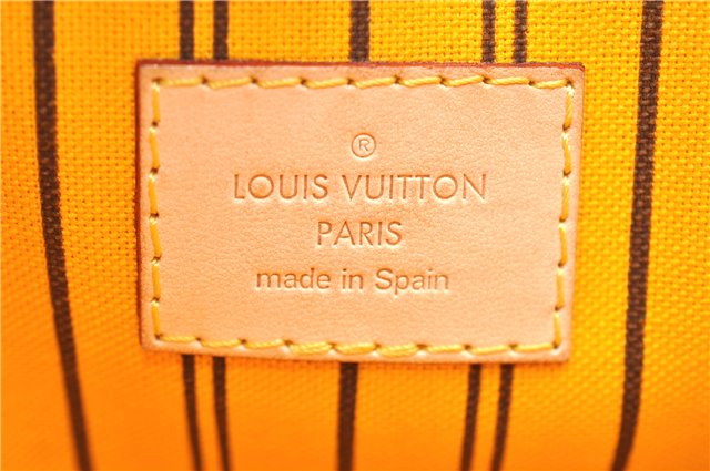 Authentic Louis Vuitton Monogram Neverfull Pouch Purse Clutch Bag Yellow 6552F