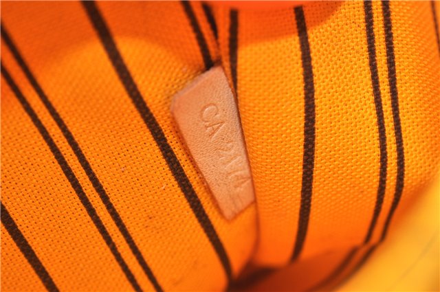 Authentic Louis Vuitton Monogram Neverfull Pouch Purse Clutch Bag Yellow 6552F