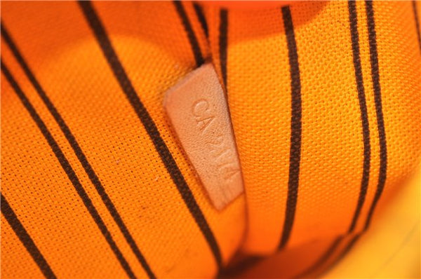 Authentic Louis Vuitton Monogram Neverfull Pouch Purse Clutch Bag Yellow 6552F