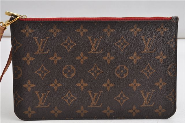 Authentic Louis Vuitton Monogram Neverfull Pouch Purse Clutch Bag Red LV 6553F