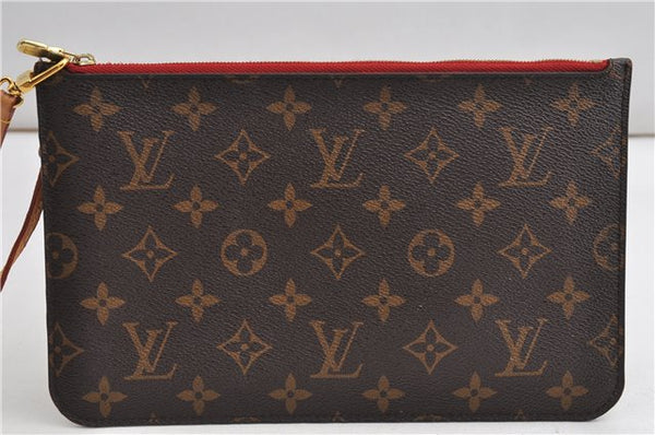 Authentic Louis Vuitton Monogram Neverfull Pouch Purse Clutch Bag Red LV 6553F