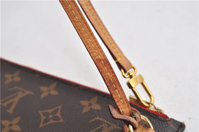 Authentic Louis Vuitton Monogram Neverfull Pouch Purse Clutch Bag Red LV 6553F