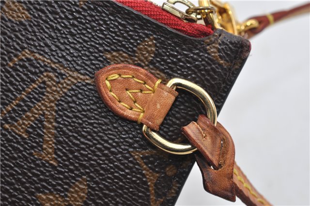 Authentic Louis Vuitton Monogram Neverfull Pouch Purse Clutch Bag Red LV 6553F