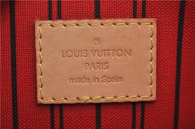 Authentic Louis Vuitton Monogram Neverfull Pouch Purse Clutch Bag Red LV 6553F
