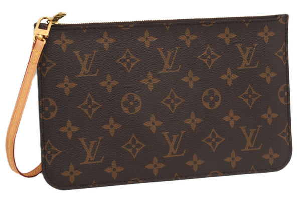 Authentic Louis Vuitton Monogram Neverfull Pouch Purse Clutch Bag LV 6558F