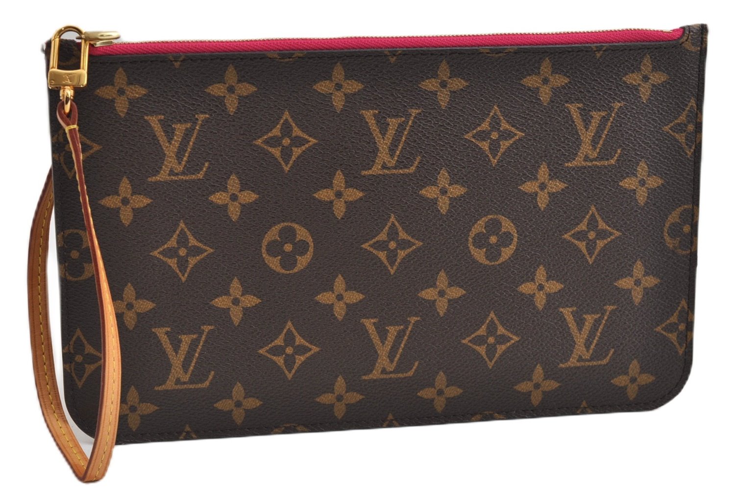 Authentic Louis Vuitton Monogram Neverfull Pouch Purse Clutch Bag Pink LV 6565F
