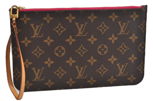 Authentic Louis Vuitton Monogram Neverfull Pouch Purse Clutch Bag Pink LV 6565F