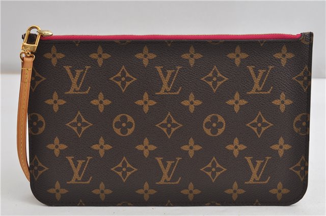 Authentic Louis Vuitton Monogram Neverfull Pouch Purse Clutch Bag Pink LV 6565F