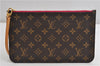 Authentic Louis Vuitton Monogram Neverfull Pouch Purse Clutch Bag Pink LV 6565F