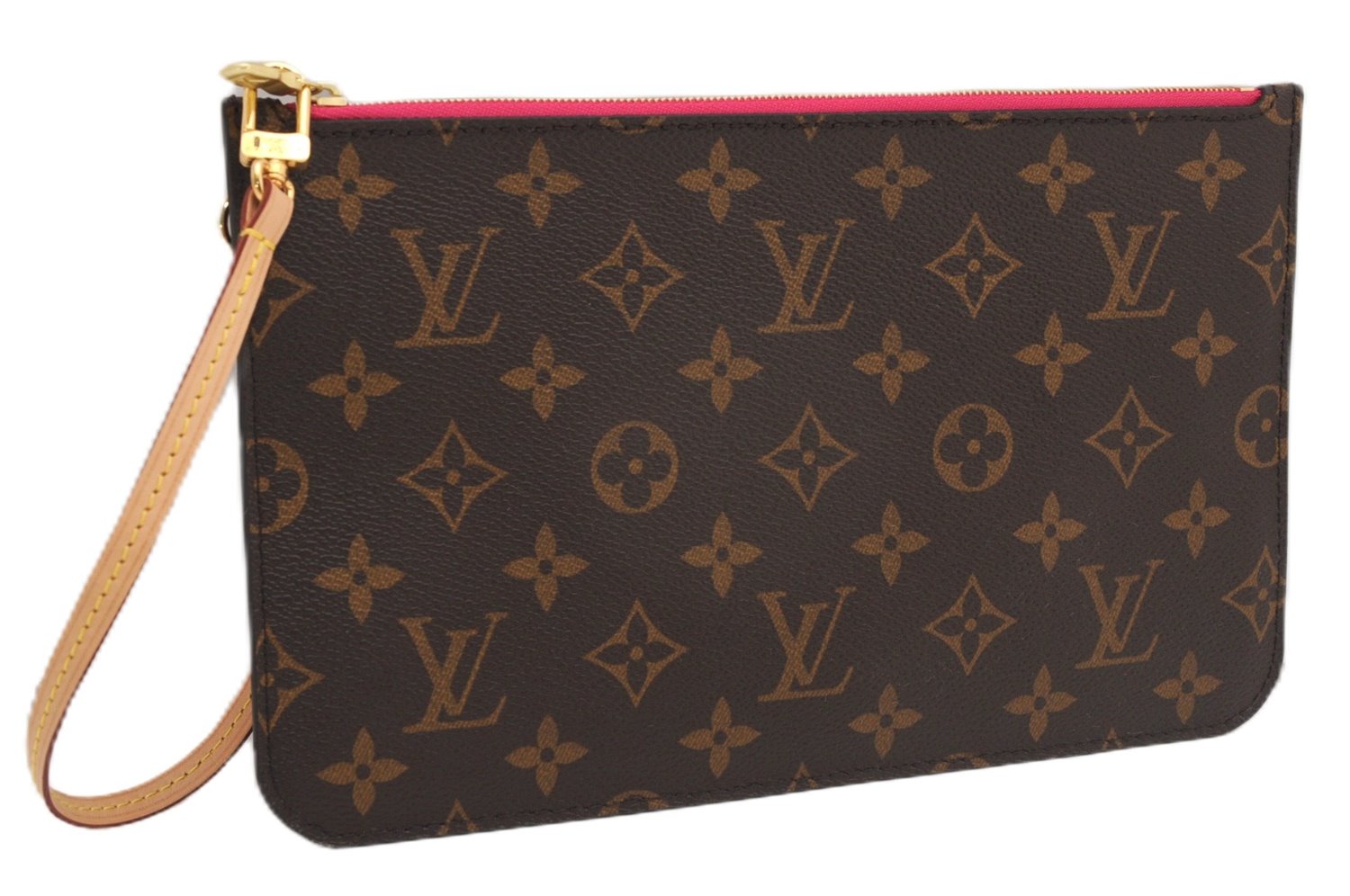 Authentic Louis Vuitton Monogram Neverfull Pouch Purse Clutch Bag Pink LV 6567F