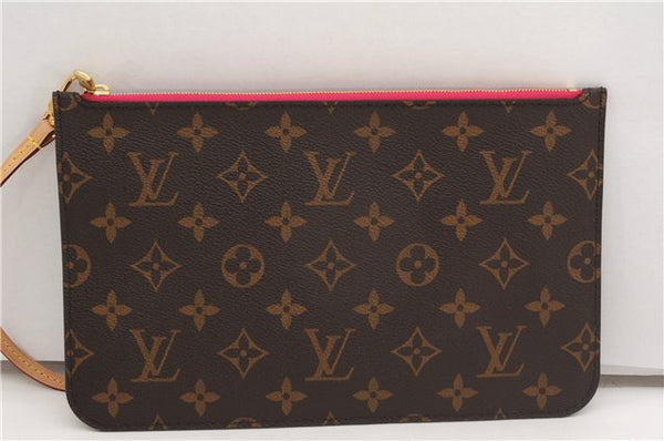 Authentic Louis Vuitton Monogram Neverfull Pouch Purse Clutch Bag Pink LV 6567F