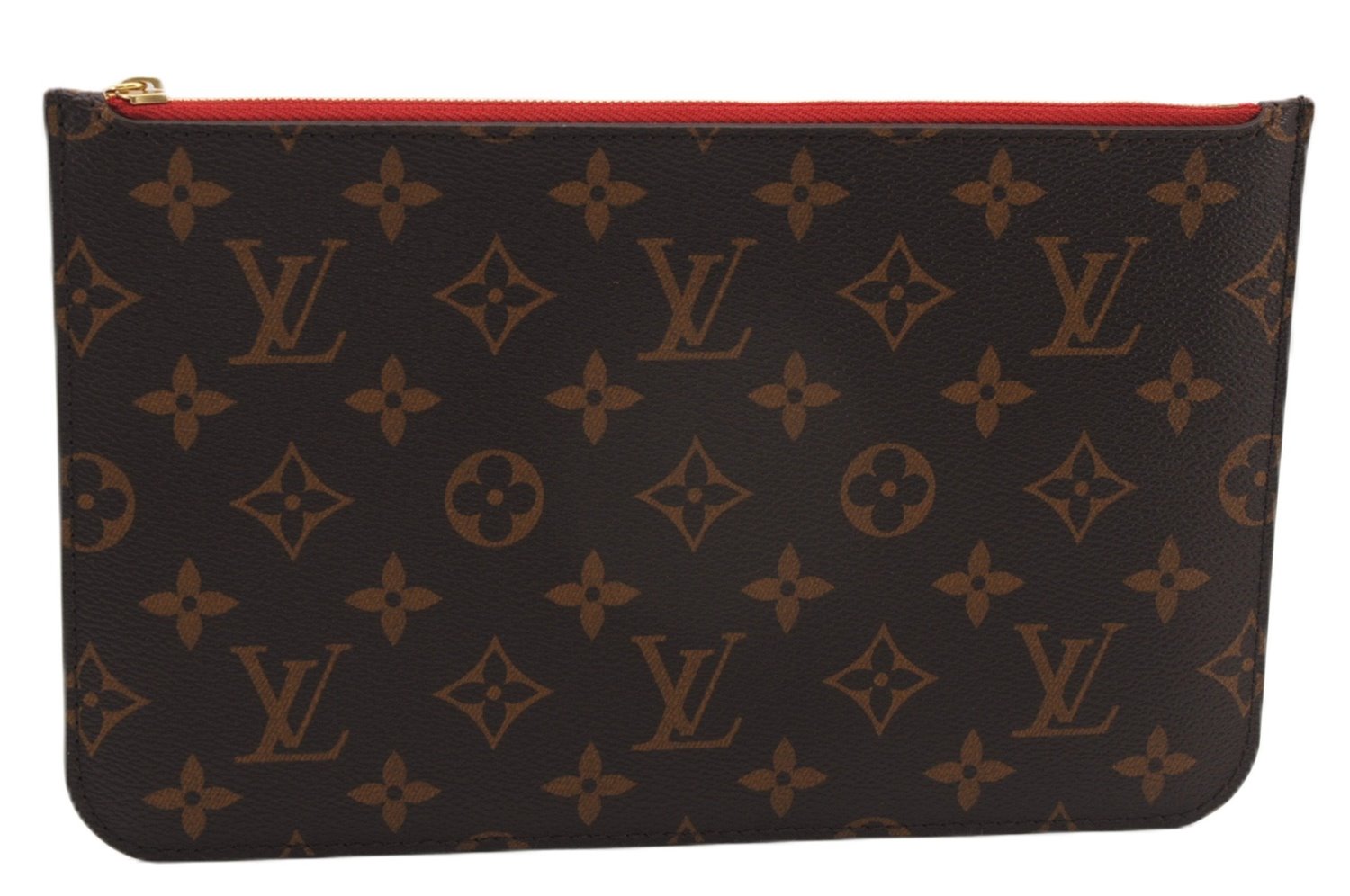 Authentic Louis Vuitton Monogram Neverfull Pouch Purse Clutch Bag Red LV 6574F