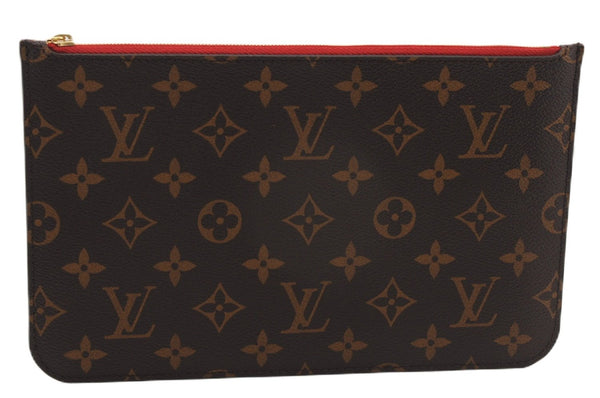 Authentic Louis Vuitton Monogram Neverfull Pouch Purse Clutch Bag Red LV 6574F