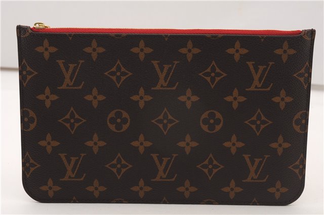 Authentic Louis Vuitton Monogram Neverfull Pouch Purse Clutch Bag Red LV 6574F