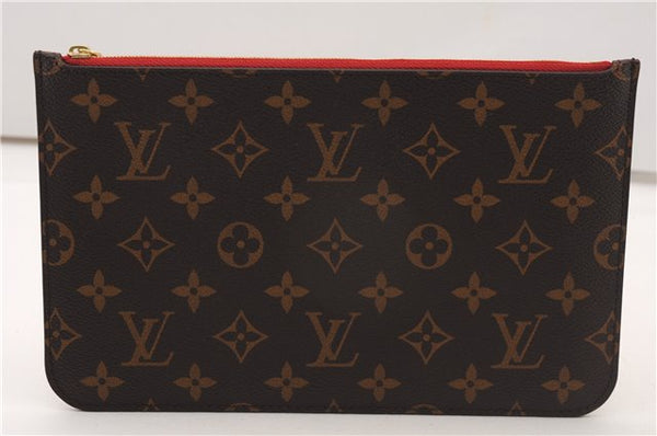 Authentic Louis Vuitton Monogram Neverfull Pouch Purse Clutch Bag Red LV 6574F